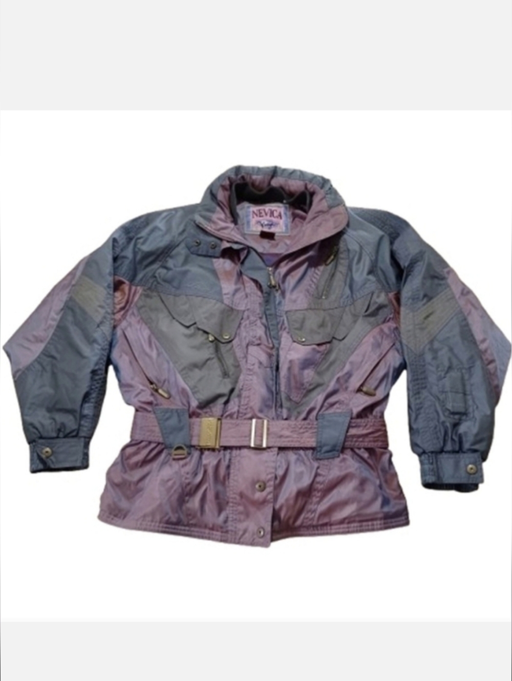 Nevica Vintage Multicolor Jacket 1980s Iridescent Purple Silver Ski Parka Coat